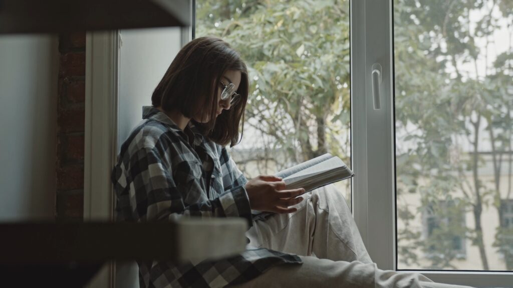 reading a book